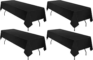 4 Pack 60 x 126 Inch Black Polyester Tablecloth for Events