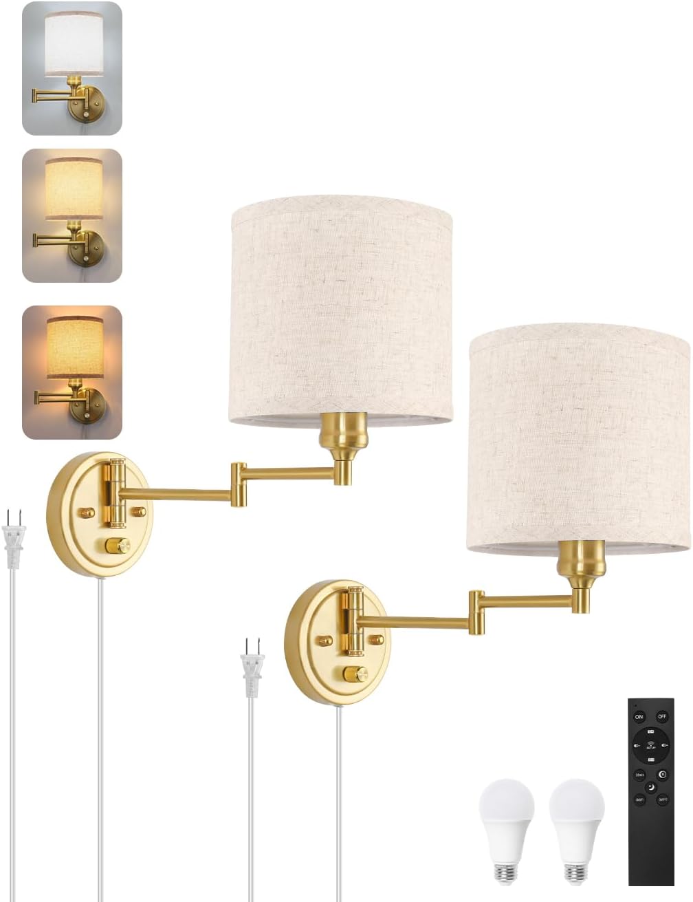 Adjustable Color Plug in Wall Sconces with Remote Control