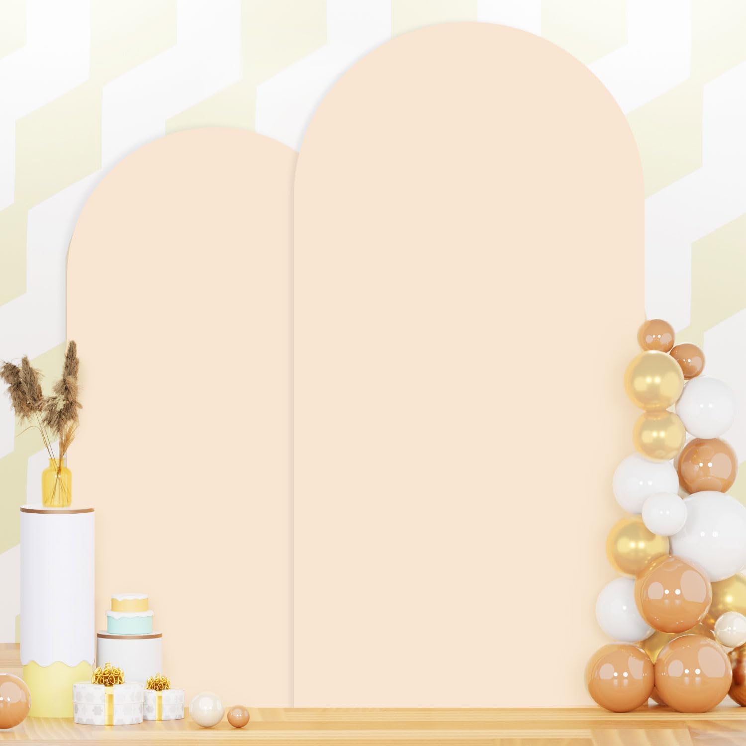 Set of 2 Beige Wedding Arch Covers for Elegant Decor