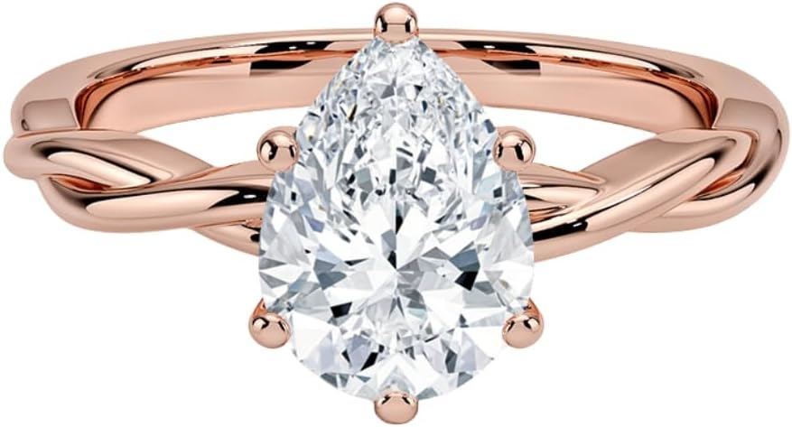 1-3 CT Moissanite Engagement Ring in Solid Gold & Silver Options
