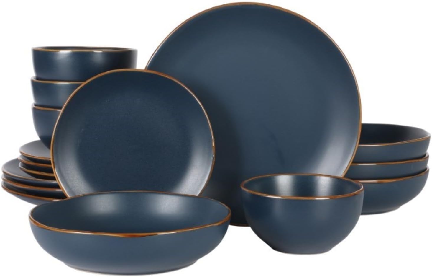 Gibson Home Hazeltine 16 Piece Dinnerware Set in Navy Blue