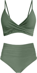 Women's High Waisted Bikini Set Twist Front Push Up - Flattering Fit