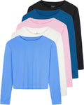 Women's Dry-Fit Crop Top Long Sleeve 5-Pack - Comfortable Workout Real
