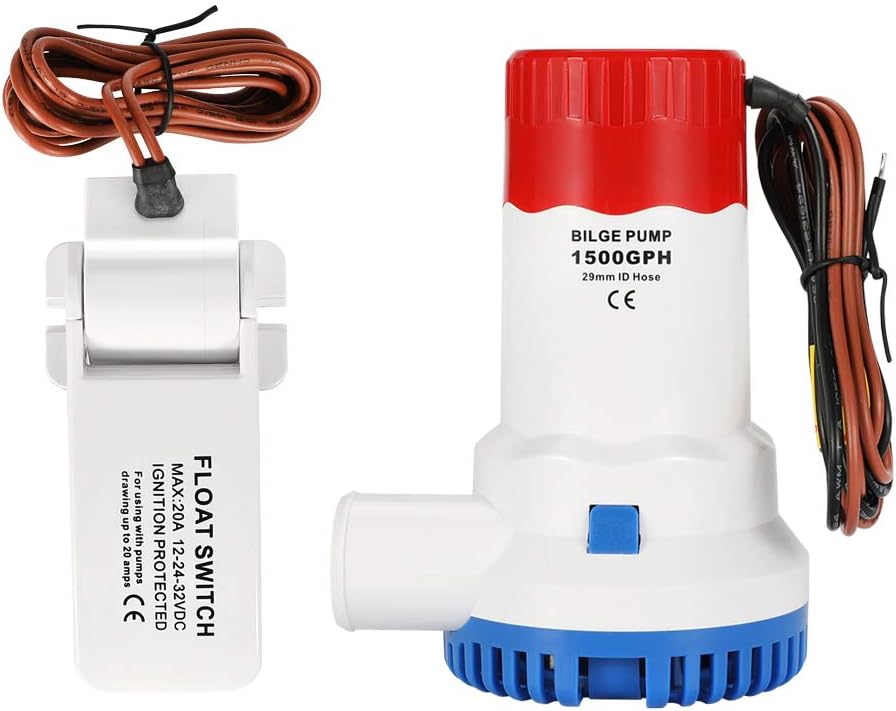 Bilge Pump for Boat DC12V 1500GPH Low Noise Electric Water Pump