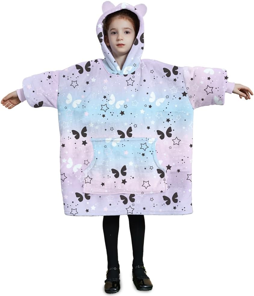 THREE POODLE Wearable Blanket Hoodie for Kids, Cozy & Fun