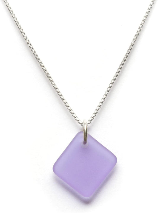 Sea Glass Delicate Diamond Pendant - Unique Sterling Silver Jewelry