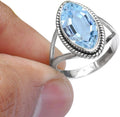 925 Sterling Silver Aquamarine Ring for Women - Split Shank Boho