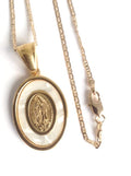 Mother of Pearl Virgen de Guadalupe Pendant Necklace - Gold Plated