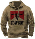 Mens Cowboy Hoodie Western Aztec Pullover Sweatshirt with Pocket