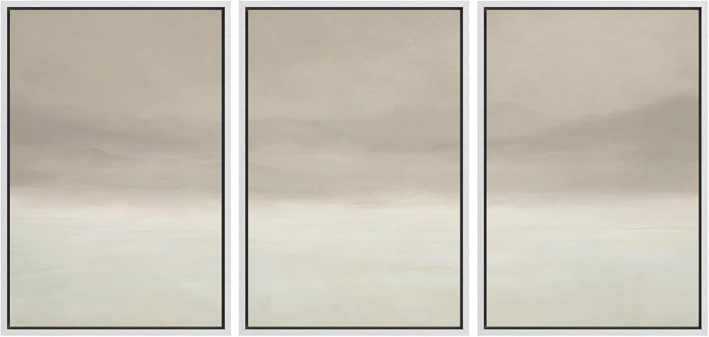 Misty Horizon Minimalist Foggy Mountain Landscape Wall Art Set