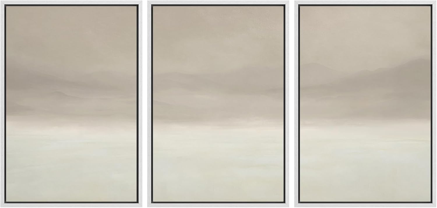 Misty Horizon Minimalist Foggy Mountain Landscape Wall Art Set