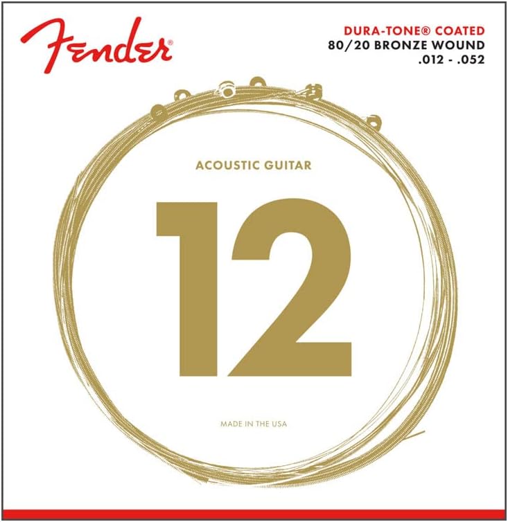 Fender Dura-Tone Coated Acoustic Guitar Strings - Clear Sound, Smooth Feel