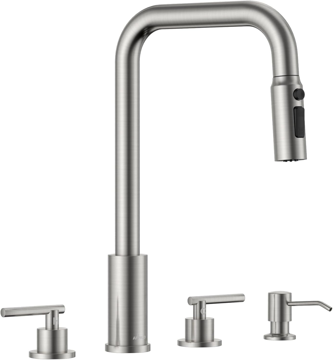 4 Hole Kitchen Faucet with Pull Down Sprayer and Soap Dispenser