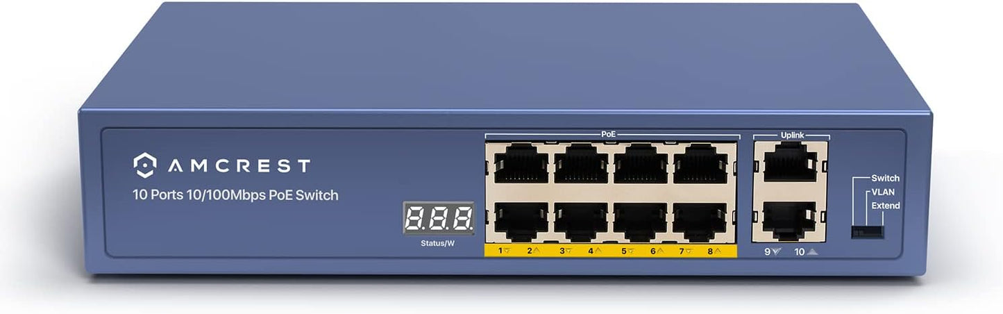 Amcrest 8-Port POE Switch for Reliable Power Over Ethernet Use