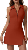 Active Women's Tennis Dress with Built-in Shorts by QINSEN