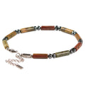Mens Picasso Jasper Bracelet with Hematite - Handmade Adjustable