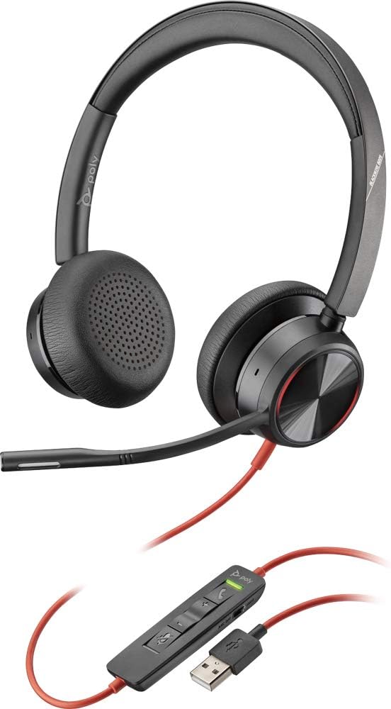 Plantronics Poly Blackwire 8225 Wired Headset with Boom Mic