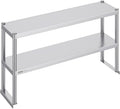Double Shelf Stainless Steel Two Tier Work Table - Adjustable Prep