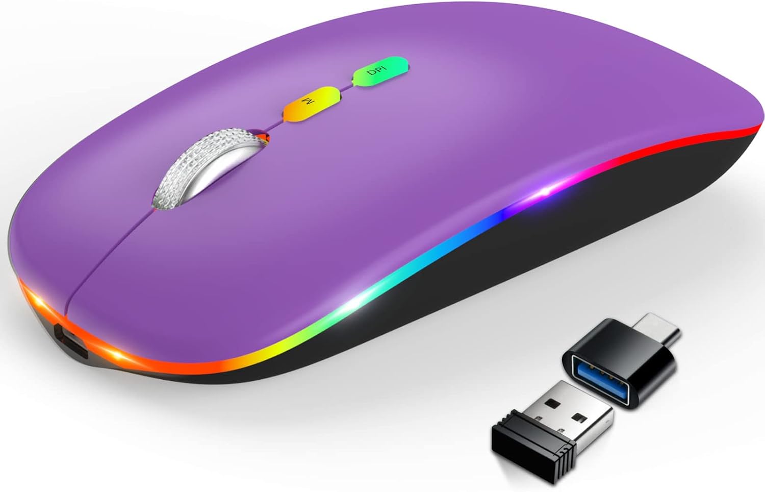 Slim Rechargeable Bluetooth Mouse - Purple