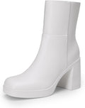 Women's Platform Gogo Ankle Boots Square Toe - 3.54in Heel