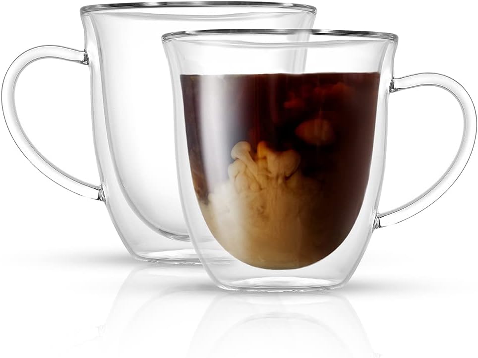 JoyJolt Serene 13.5 oz Insulated Coffee Glasses - Set of 2