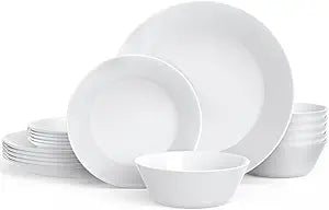 Dinnerware Set 18-piece Opal Dishes Service for 6 Plates Bowls