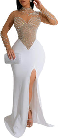 Elegant Women Sleeveless Off Shoulder Split Evening Dress