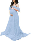 Maternity Photography Props Floral Lace Dress for Baby Shower