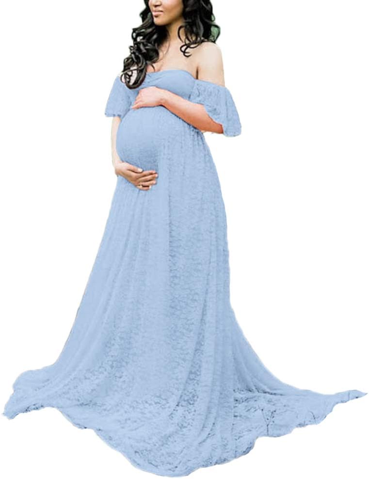 Maternity Photography Props Floral Lace Dress for Baby Shower