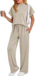 AUTOMET Women's Mock Neck Lounge Set for Summer Comfort