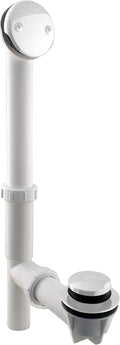 White Tubular Bathtub Waste & Overflow Assembly - Tip-Toe Drain