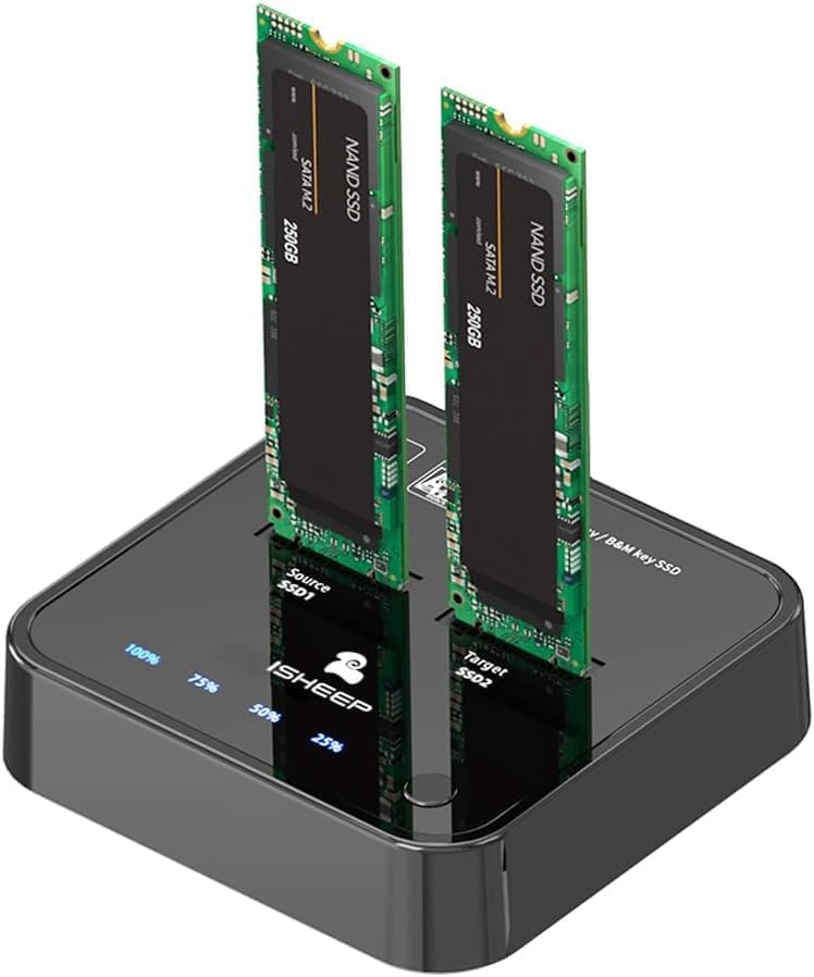 ISHEEP M.2 SATA SSD Docking Station for Fast Data Transfer