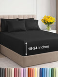 Extra Deep Queen Sheet Set Black - 6 Piece Cooling Microfiber