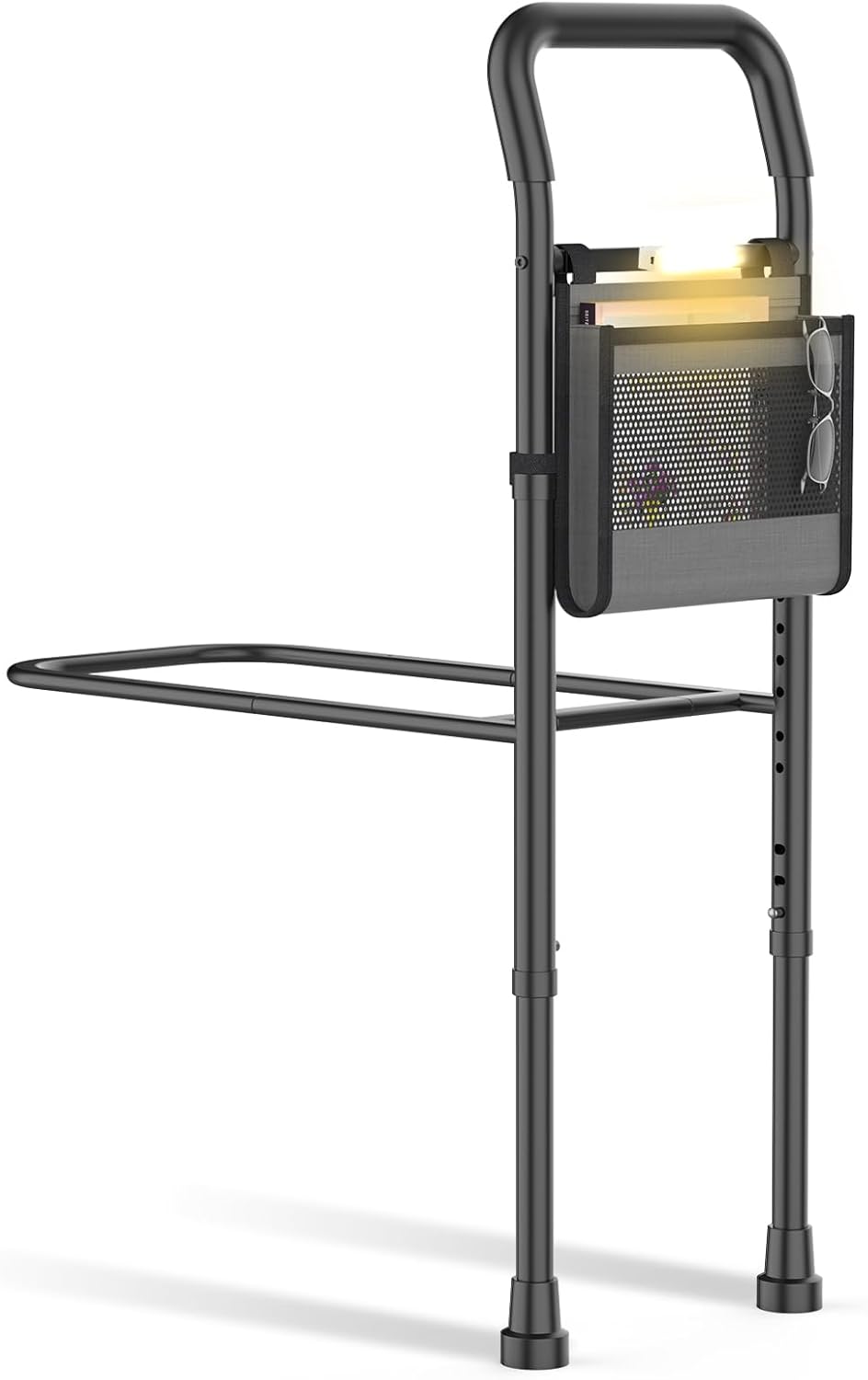 Adjustable Bed Rails for Elderly Adults with Night Light & Storage