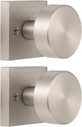 Brushed Nickel Dummy Door Knobs 2 Pack - Modern Single-Sided Satin