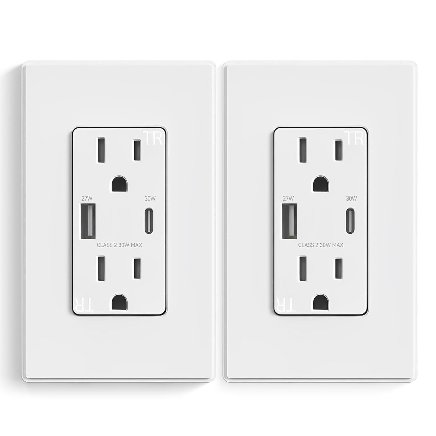 30W USB Outlet Fast Charge Wall Outlet with 2 USB Ports