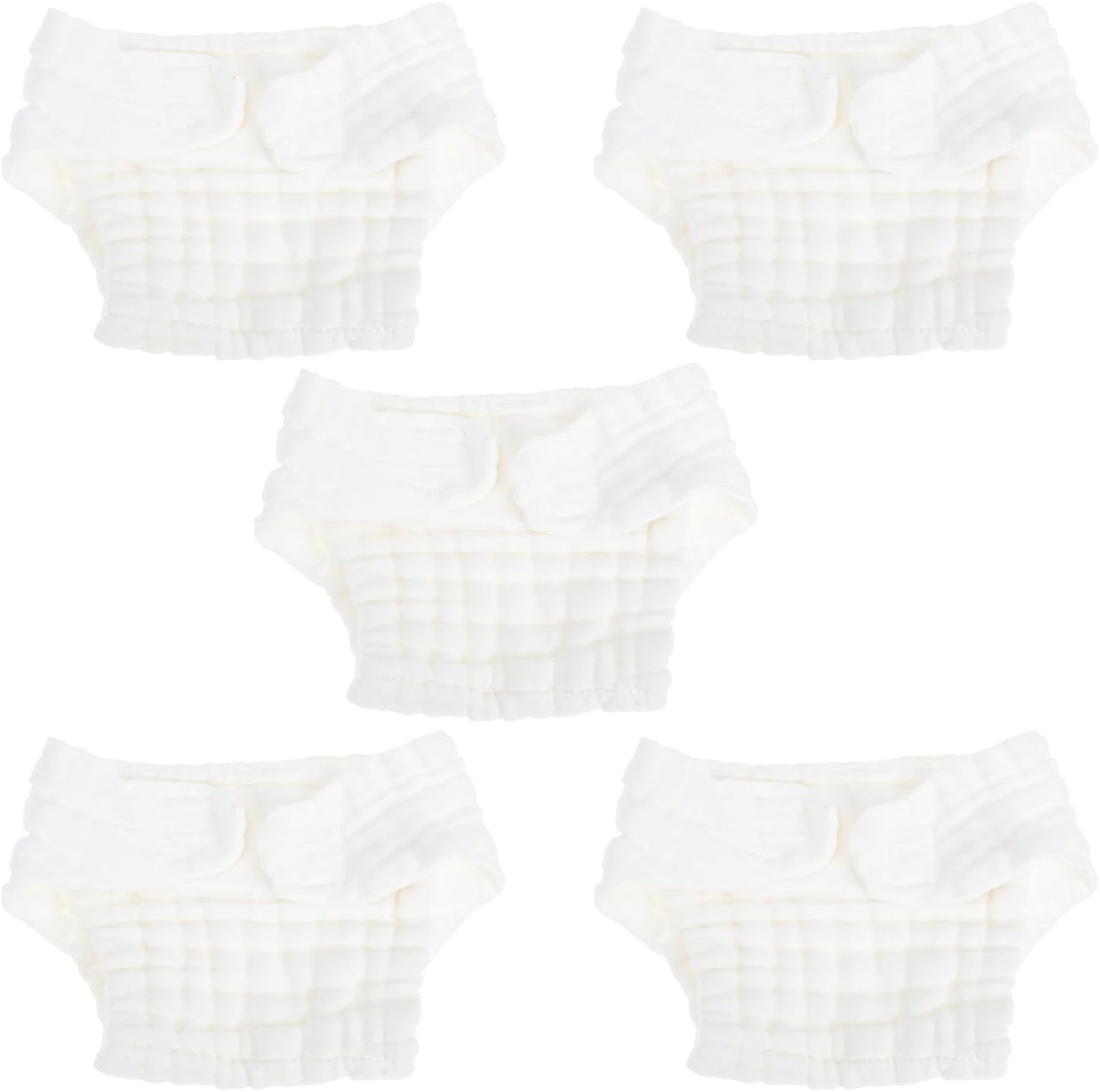 Healifty Pure Cotton Washable Newborn Diapers - 5pcs