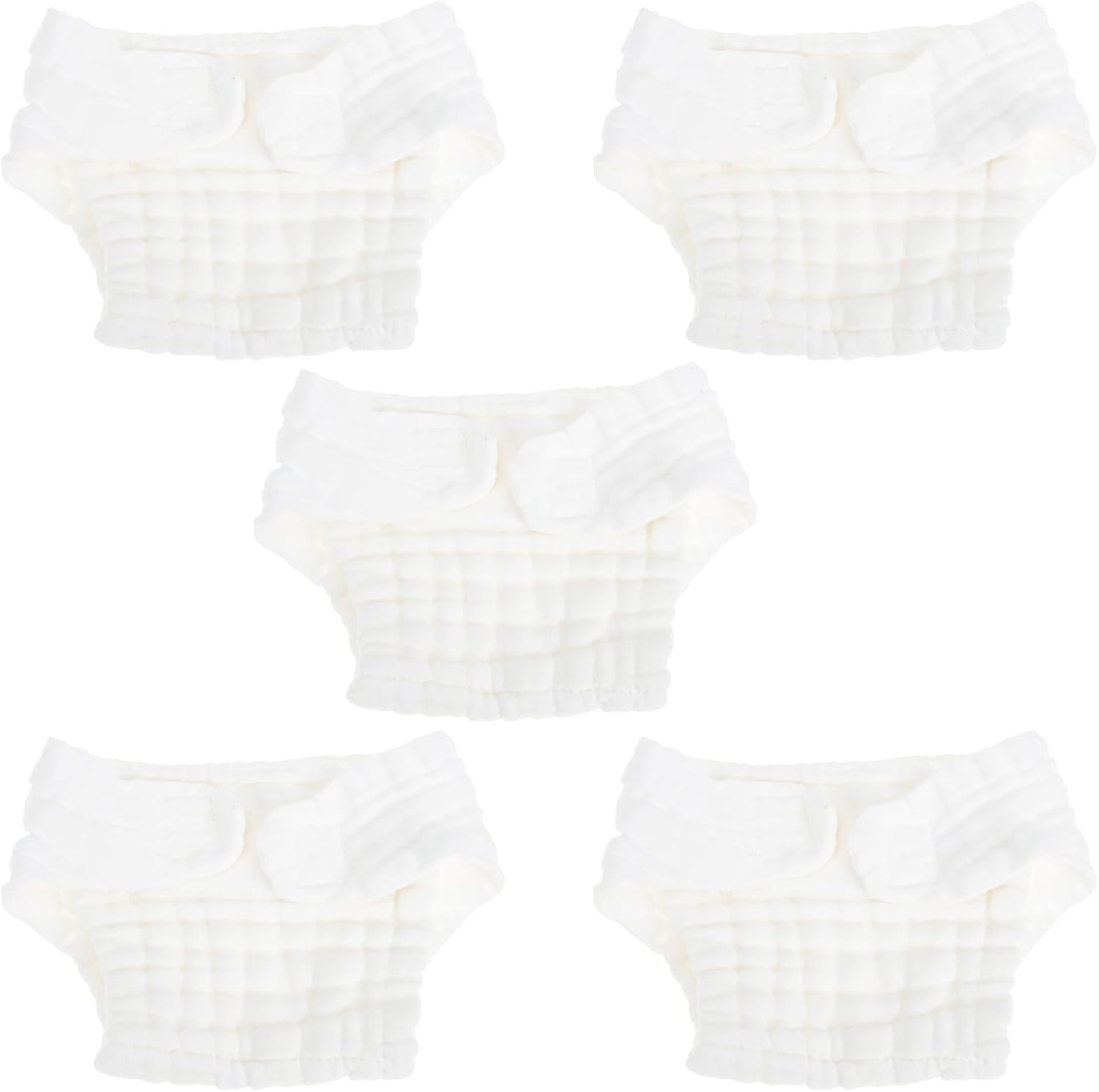 Healifty Pure Cotton Washable Newborn Diapers - 5pcs