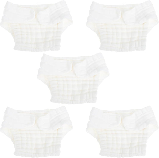 Healifty Pure Cotton Washable Newborn Diapers - 5pcs