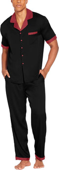 Men Satin Silk Pajamas Set 2 Piece Button Down - Soft Loungewear