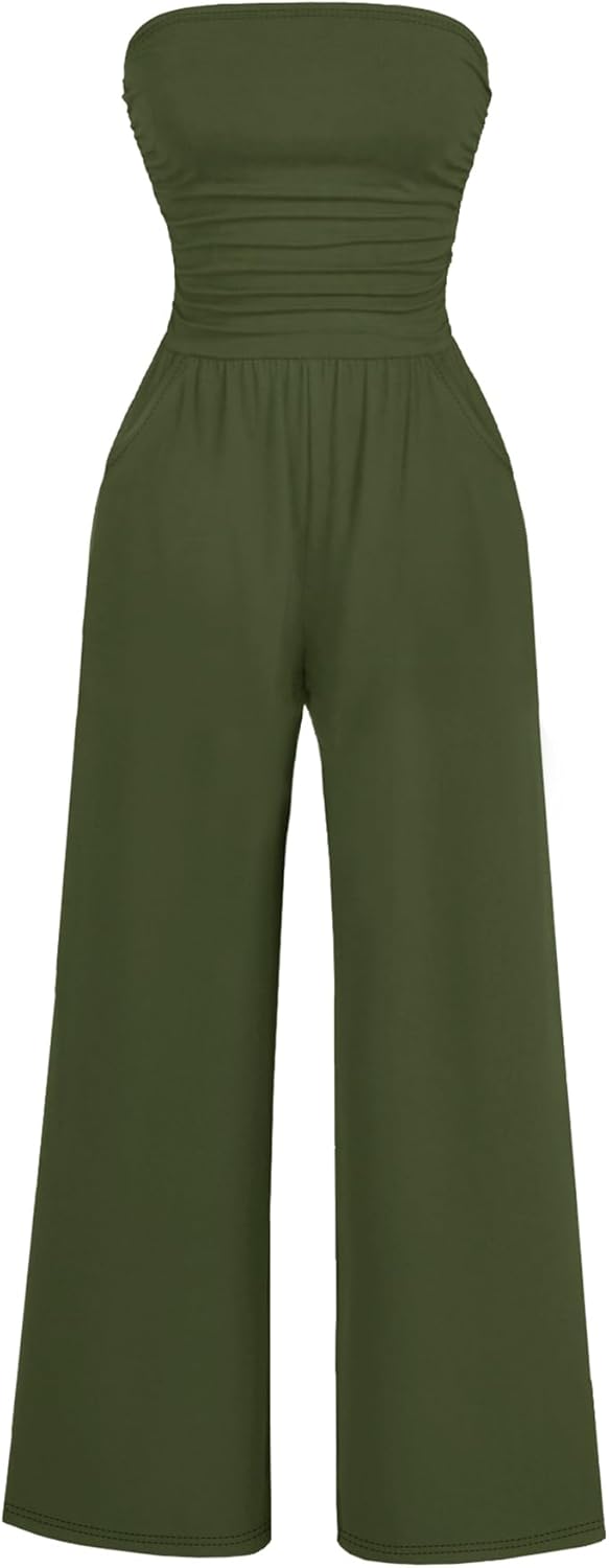 AUXDIO Women's Casual Summer Strapless Jumpsuit for All Occasions