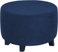 Round Ottoman Slipcover X-Large Navy - Stretch Velvet Protector