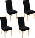 Velvet Stretch Chair Covers for Dining Room Set of 4 - Black