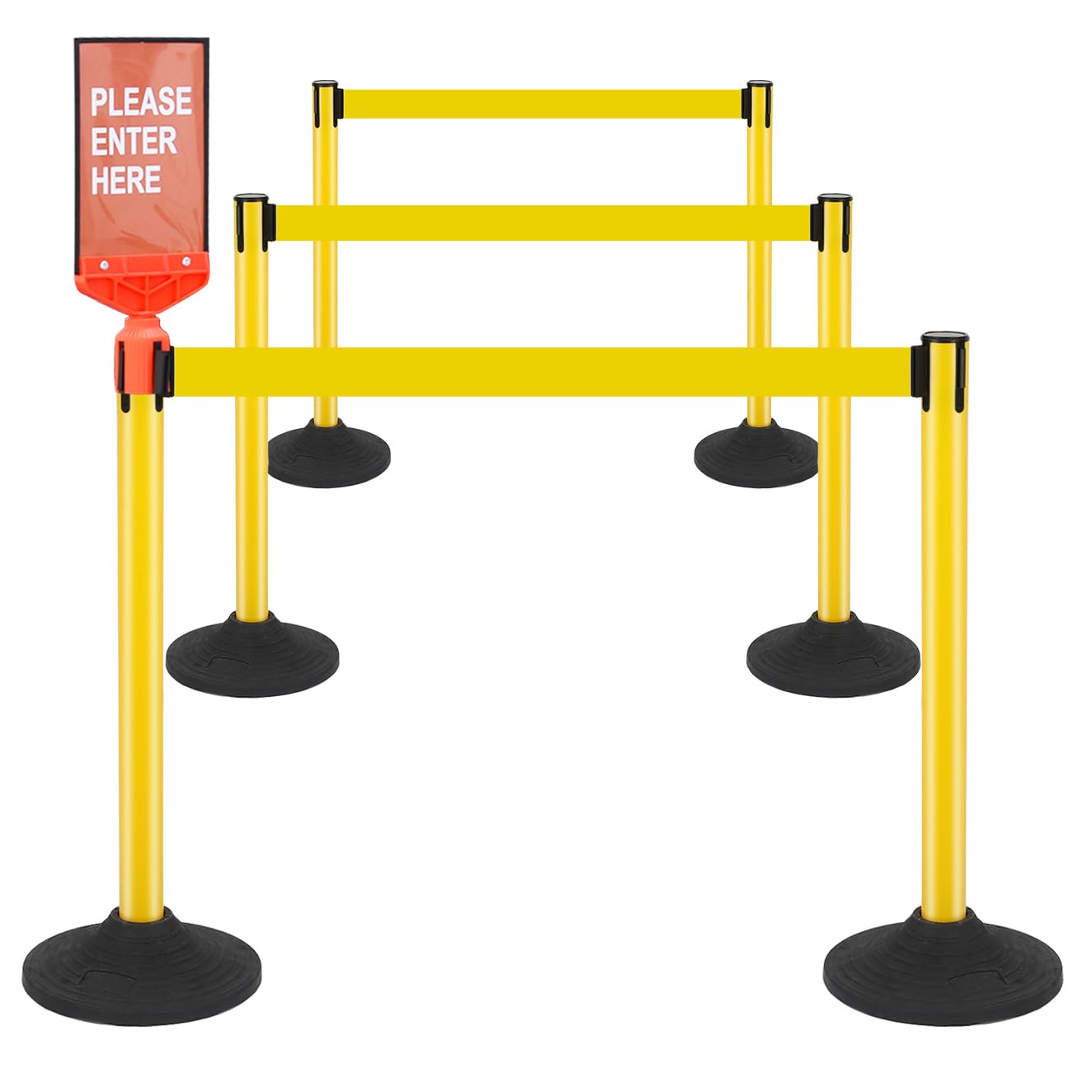 6 Pack Stanchions with 10ft Retractable Belts for Queue Management