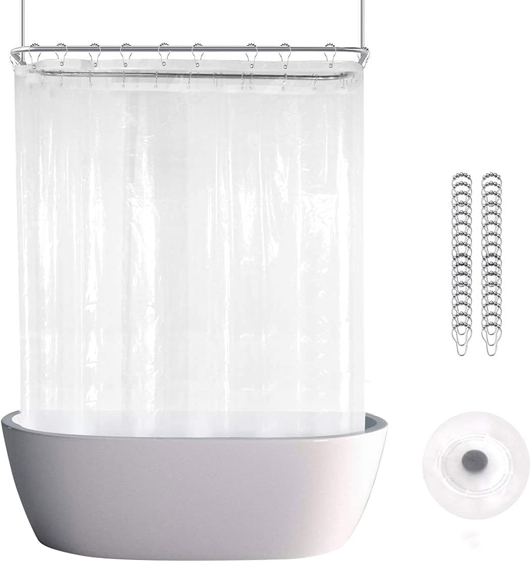 Clawfoot Tub Shower Curtain 180x70 Inch Clear Liner Heavy Duty