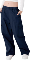 Girls Cargo Pants with Adjustable Ankles - Wide Leg Jogger Pants