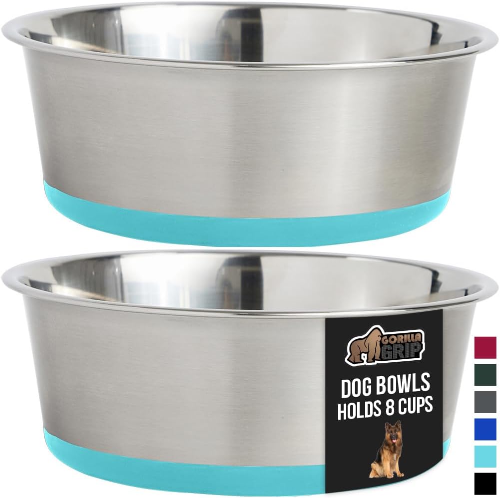 GORILLA GRIP Heavy Duty Dog Bowls Set of 2 for Food and Water