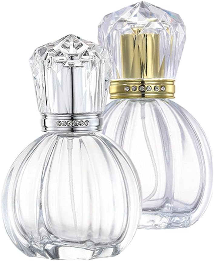 Vintage Glass Spray Bottles 2Pcs - Fine Mist, Portable 50ML