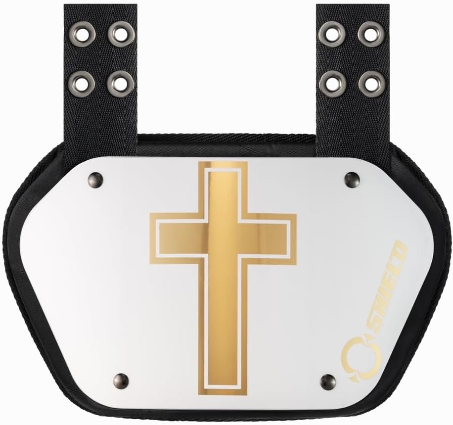 O Shield Golden Cross Chrome Football Back Plate for Players