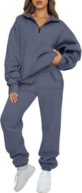 Women's Half Zip Sweatsuit Set - Soft Fleece 2-Piece Lounge Set